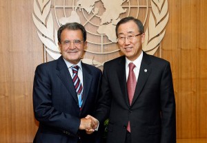 Prodi riceve l`incarico dal Segretario Generale dell`ONU (12 settembre 2008)