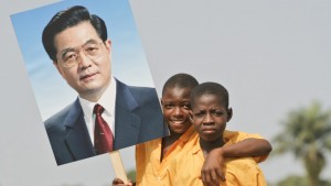 Ragazzi liberiani durante la visita del Presidente Cinese Hu Jintao (2007)