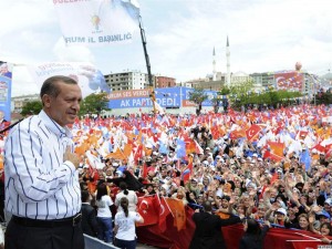 Tayyip Erdogan durante la recente campagna elettorale