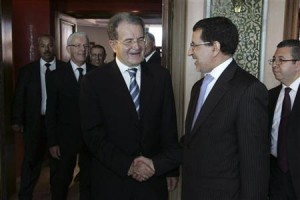 U.N. special envoy for the Sahel region and former Italian prime minister Romano Prodi meets with Moroccan Foreign Affairs Minister Saad-Eddine Al-Othmani in Rabat